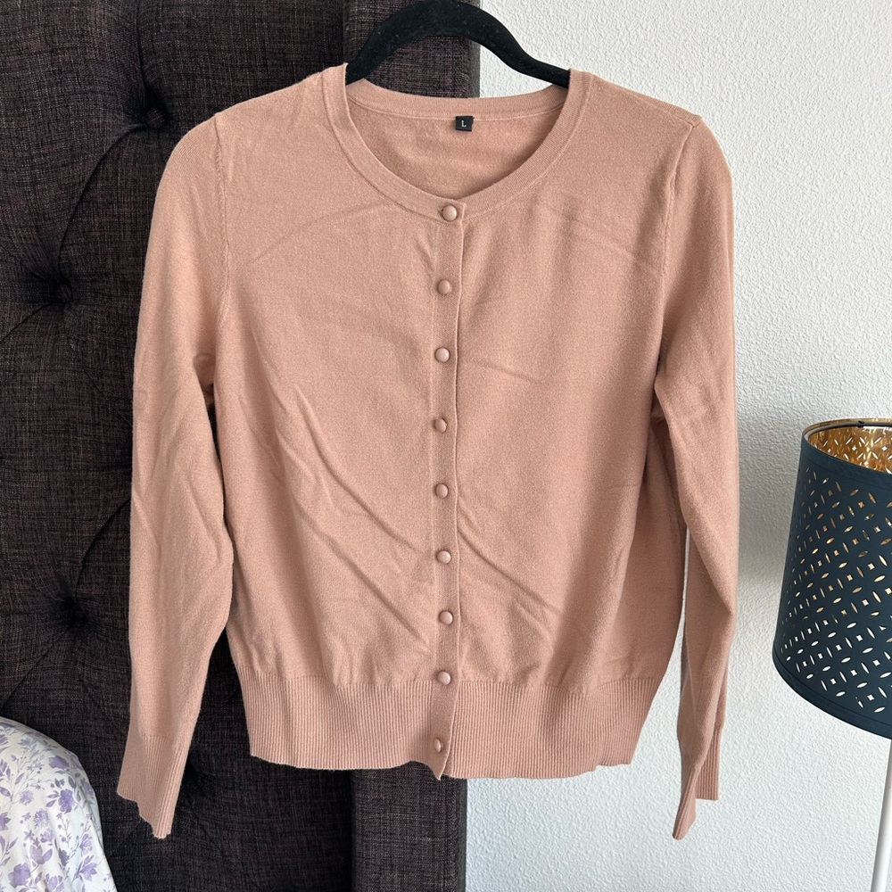 Women's Button-Up Cardigan Sweater - Tan